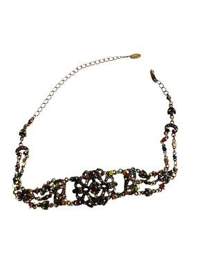 VTG VCLM Rhinestone Statement Choker Necklace Intricate Gatsby Victorian Revival